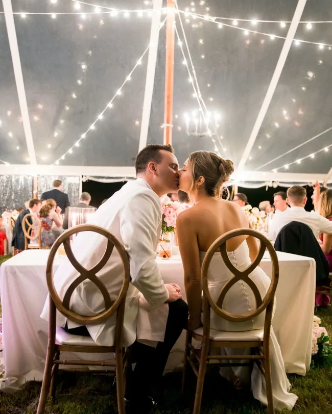 Bride and Groom kiss wedding
